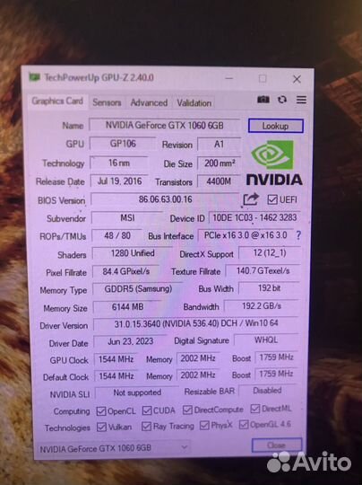 Видеокарта gtx 1060 6gb