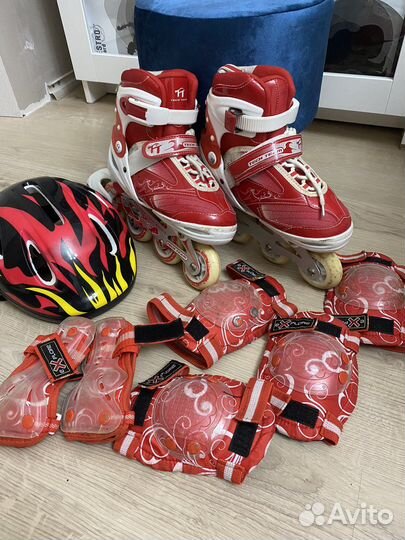 Ролики детские с защитой 35-38 размер