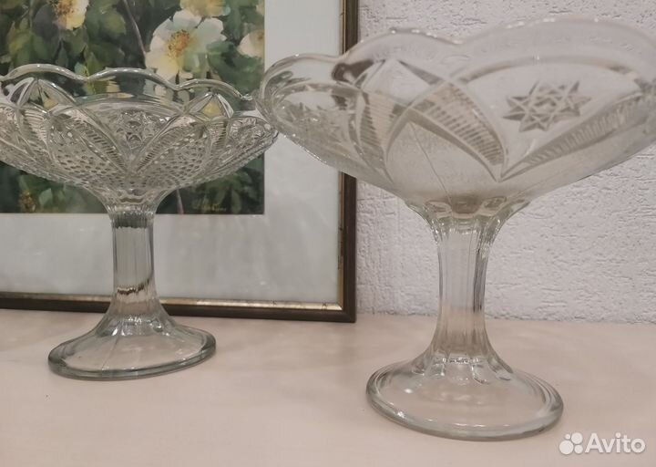 Ваза на ножке стекло СССР