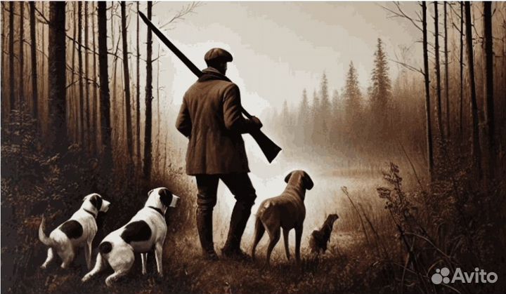 Картина охота на лося. Загонная охота на лося