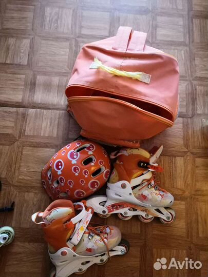 Роликовые коньки детские раздвижные с защитой