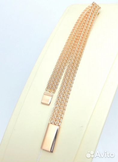 Золотой браслет Тройной бисмарк, полновесный, замок коробочка, длина 20 см, вес 7,92г*