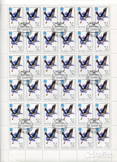 Марки 5 листов 5х6 серия Птицы 1982 С.5299-5302