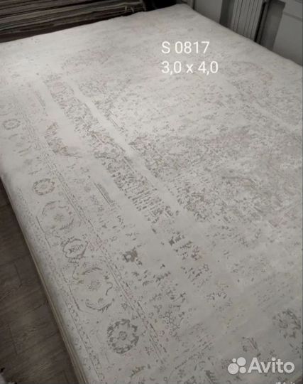 Ковер 3х4 современный однотонный шелк хлопок Иран