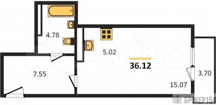 Квартира-студия, 36,1 м², 23/27 эт.