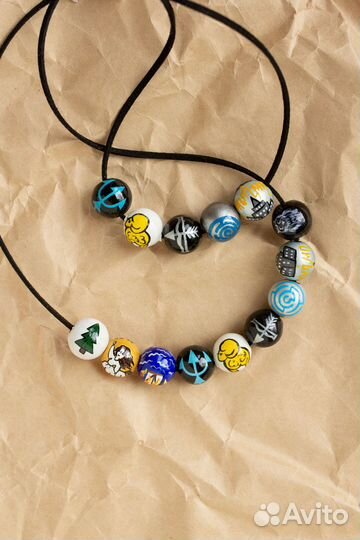 Перси Джексон бусы и браслеты из дерева с росписью