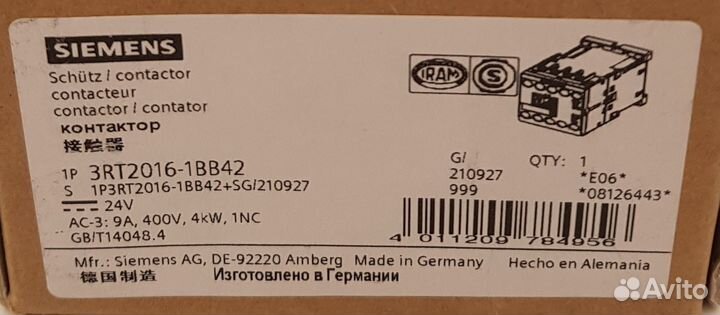 3RT2016-1BB42 Контактор siemens