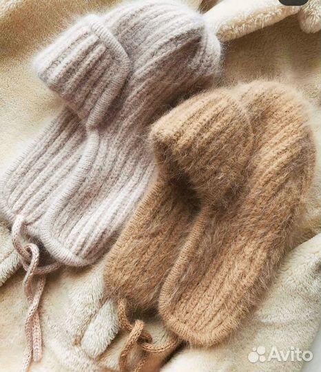 Шапка ушанка женская вязаная