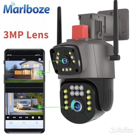 Наружная IP камера 3MP PTZ Wi-Fi двойной объектив