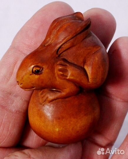 Статуэтка Кролик - Нэцкэ из Дерева Самшит ru*114