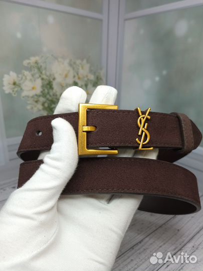 Ремень Ysl женский натуральная замша-кожа люкс