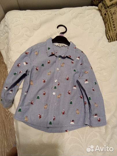 Новогодняя рубашка hm 92, брюки