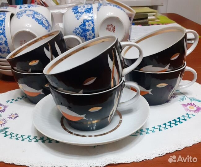 Чайные чашки,блюдце.Рыбки/Аквариум.Дулево,ссср