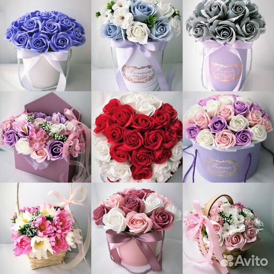 Неувядающие букеты из мыльных роз цветы