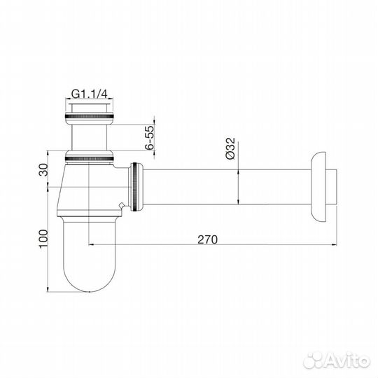 Сифон для раковины Webert AC0021015, хром