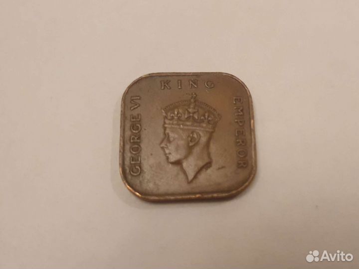 Монета 1 cent Малайя 1941