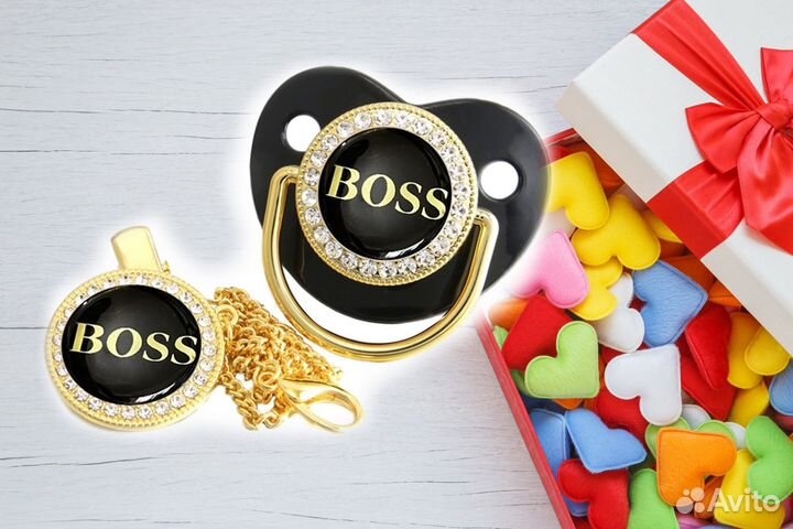 Соска пустышка со стразами, с короной, VIP, boss