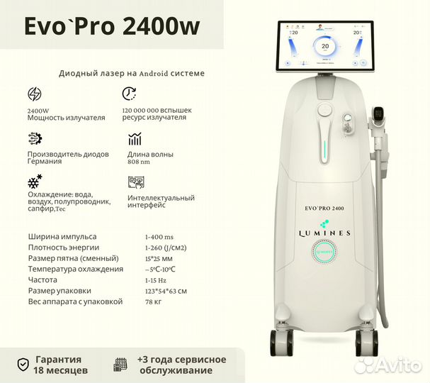 Аппарат для эпиляции Лю'Минес Evo Pro 2400W