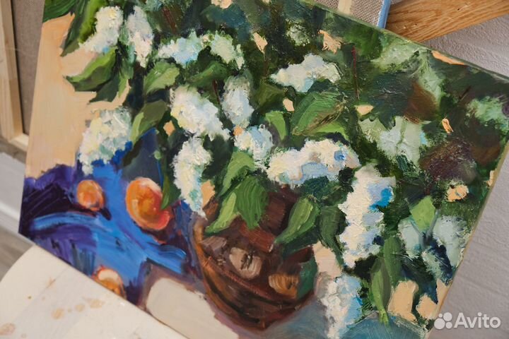 Картина маслом на холсте 50*40 черемуха