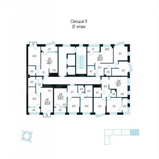 1-к. квартира, 48,1 м², 12/24 эт.
