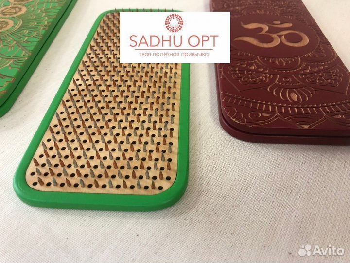 Доска садху зеленая с оцинкованными гвоздями