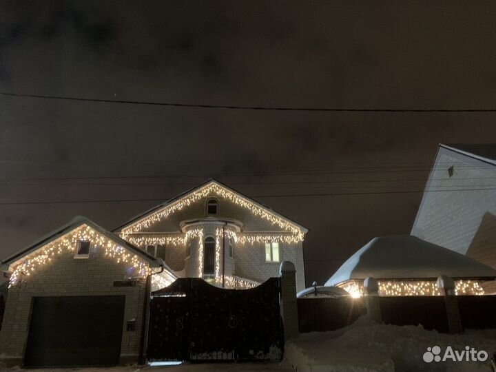 Бахрома. Уличная гирлянда. Монтаж