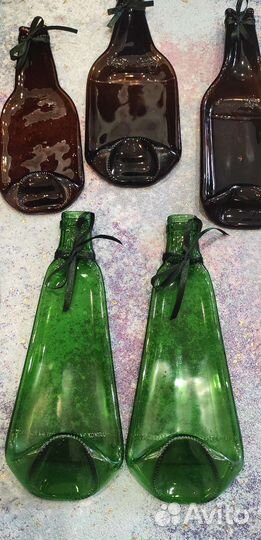 Тарелка - бутылка коричневая /зеленая