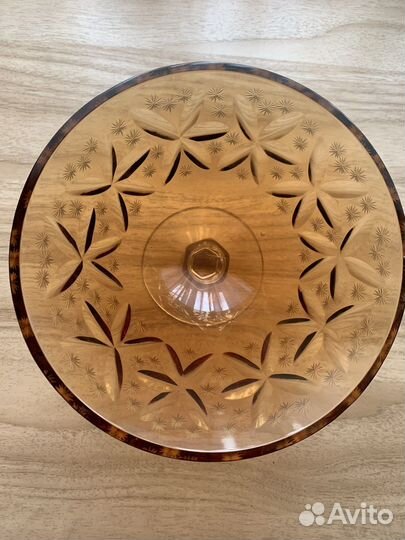 Ваза для фруктов на ножке цветное стекло СССР