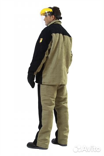 Костюм сварщика зимний со спилком, черный/олива