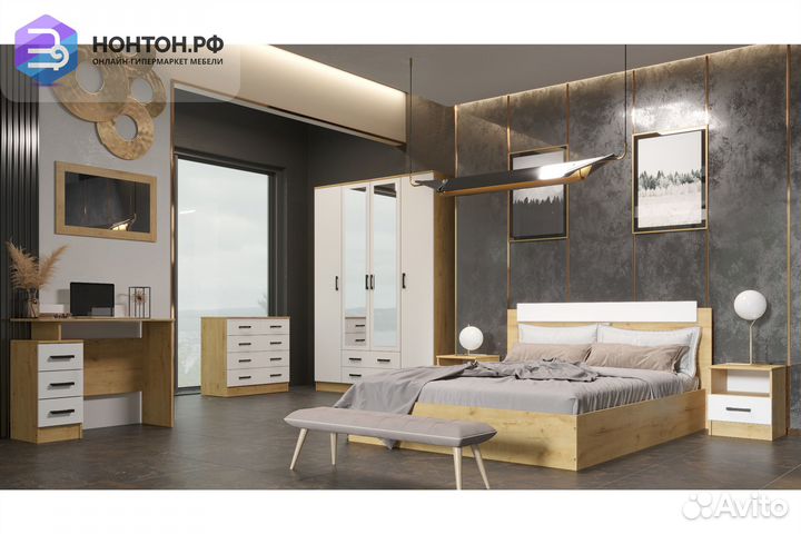 Спальня Эко дуб вотан / белый