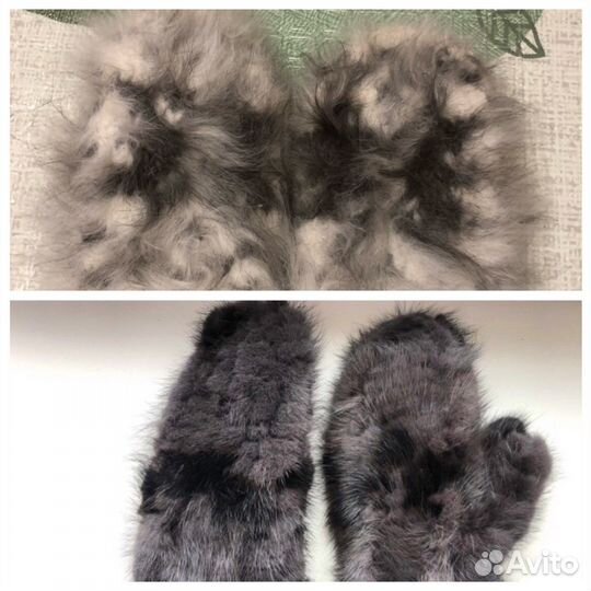 Новые варежки норка кролик