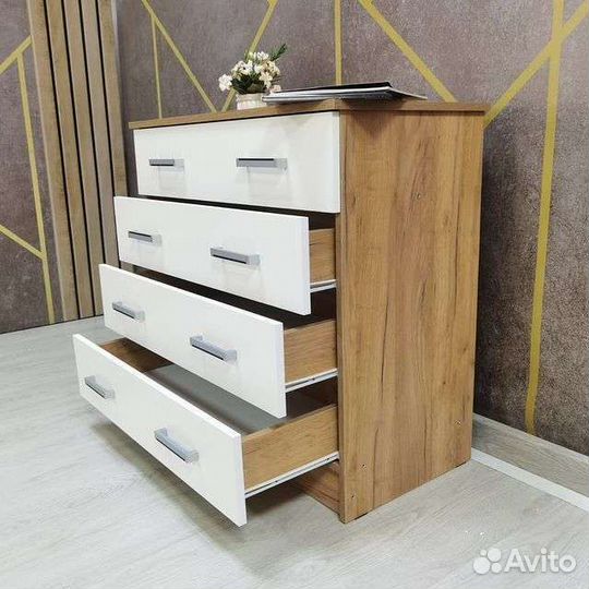 Комод Катрин -3 дуб крафт золотой - белый