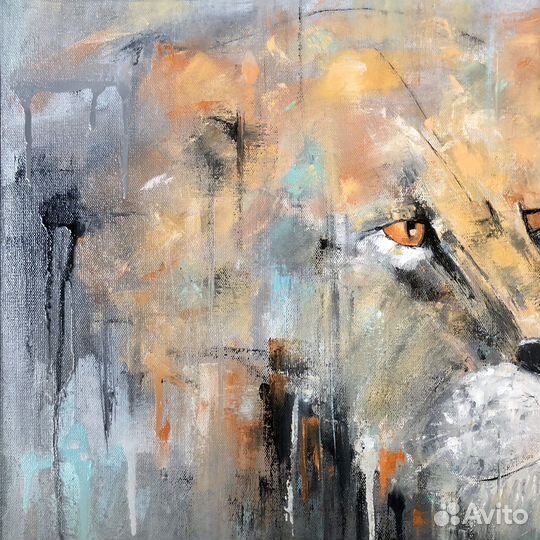 Картина маслом абстракция «Лев» картина со львом