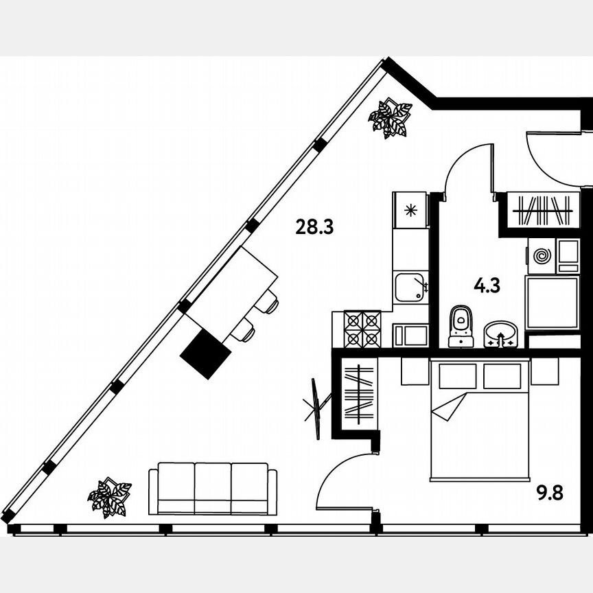 1-к. апартаменты, 42,4 м², 4/10 эт.