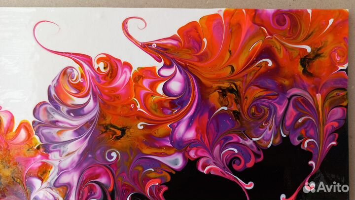 9 Дивный цветок. Картина Флюид арт (жидкий акрил)