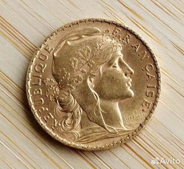 20 франков золото 1907 Франция монета