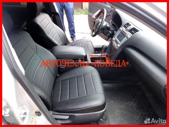 Чехлы Toyota Camry v40 из экокожи чёрные Классика