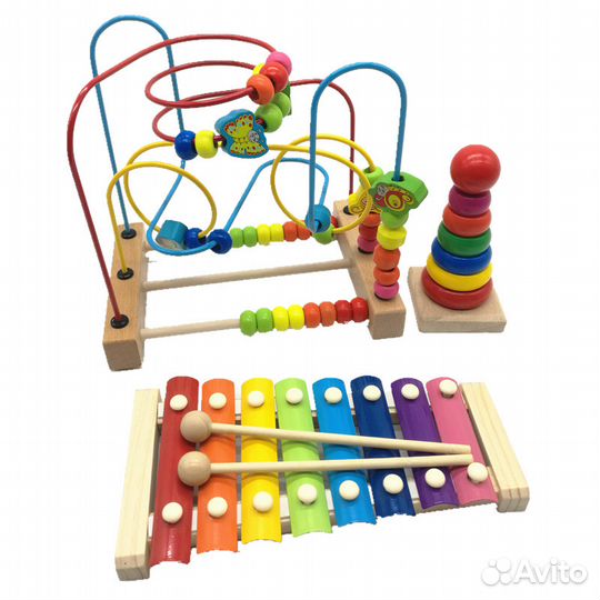 Игрушки развивающие из дерева 3 предмета