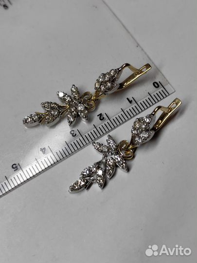 Золотые серьги с бриллиантами кольцо 750