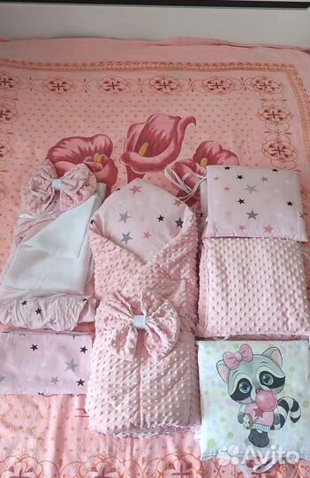 Комплект бортики с балдахином + постельное бельё