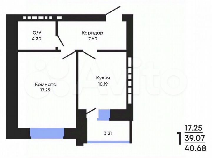 1-к. квартира, 40,7 м², 8/10 эт.