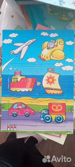 Детские картонные книги, пазлы