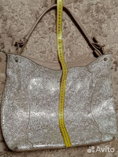 Сумка, натуральная кожа, бежевая