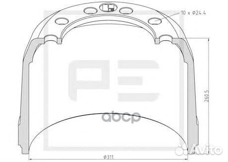 Торм.барабан 311x190/207 H260.5 d183/225