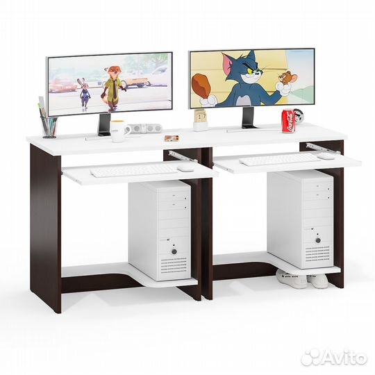 Два стола компьютерных Мебельный двор ск 11-1 венге/белый шагрень, 149,2х50х75 см
