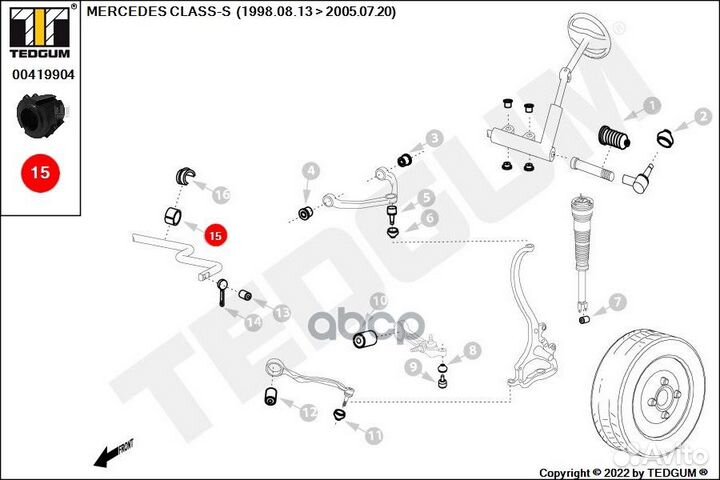 Втулка стабилизатора передн 32 мм mercedes class-S