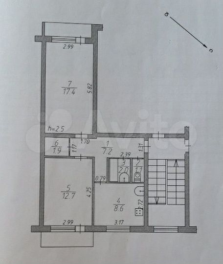 2-к. квартира, 50,9 м², 4/5 эт.