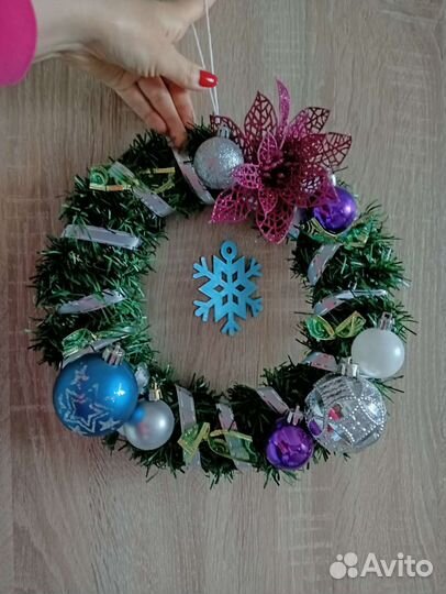 Новогодний венок, детская поделка