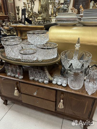 Хрустальные вазы с мельхиором