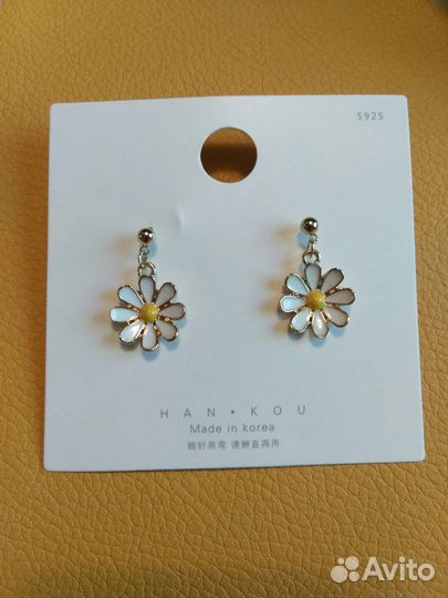 Новые серьги ромашки эмаль